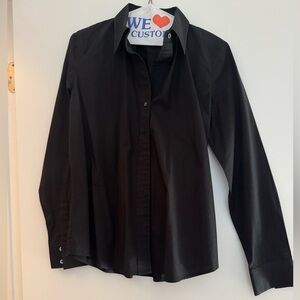 LIKE NEW! Banana Republic Black Stretch Cotton V-Neck Button-down Shirt Sz M